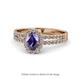 Amaya Desire Oval Cut Iolite and Diamond Halo Engagement Ring 