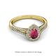 2 - Raisa Desire Pear Cut Rhodolite Garnet and Diamond Halo Engagement Ring 