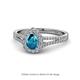 Raisa Desire Pear Cut London Blue Topaz and Diamond Halo Engagement Ring 
