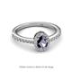 2 - Verna Desire Oval Cut Iolite and Diamond Halo Engagement Ring 