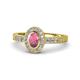 1 - Annabel Desire Oval Cut Rhodolite Garnet and Diamond Halo Engagement Ring 