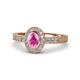 1 - Annabel Desire Oval Cut Pink Sapphire and Diamond Halo Engagement Ring 