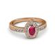 2 - Annabel Desire Oval Cut Ruby and Diamond Halo Engagement Ring 