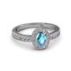 2 - Annabel Desire Oval Cut London Blue Topaz and Diamond Halo Engagement Ring 