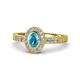 1 - Annabel Desire Oval Cut London Blue Topaz and Diamond Halo Engagement Ring 