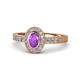 1 - Annabel Desire Oval Cut Amethyst and Diamond Halo Engagement Ring 