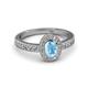2 - Annabel Desire Oval Cut Blue Topaz and Diamond Halo Engagement Ring 