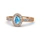 1 - Annabel Desire Oval Cut Blue Topaz and Diamond Halo Engagement Ring 