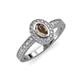 3 - Annabel Desire Oval Cut Smoky Quartz and Diamond Halo Engagement Ring 