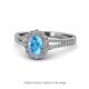Raisa Desire Oval Shape Blue Topaz and Round Diamond Halo Engagement Ring 