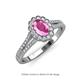 3 - Raisa Desire Oval Shape Pink Sapphire and Round Diamond Halo Engagement Ring 