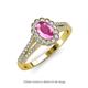 3 - Raisa Desire Oval Shape Pink Sapphire and Round Diamond Halo Engagement Ring 