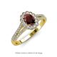 3 - Raisa Desire Oval Shape Red Garnet and Round Diamond Halo Engagement Ring 