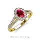 3 - Raisa Desire Oval Shape Ruby and Round Diamond Halo Engagement Ring 