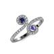 4 - Raene Blue Sapphire and Tanzanite with Side Diamonds Bypass Ring 