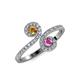4 - Raene Citrine and Pink Sapphire with Side Diamonds Bypass Ring 