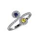 4 - Raene Blue and Yellow Sapphire with Side Diamonds Bypass Ring 