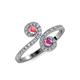 4 - Raene Pink Tourmaline and Pink Sapphire with Side Diamonds Bypass Ring 