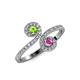 4 - Raene Peridot and Pink Sapphire with Side Diamonds Bypass Ring 