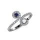 4 - Raene Blue and White Sapphire with Side Diamonds Bypass Ring 