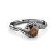 3 - Aerin Desire 6.50 mm Round Smoky Quartz Bypass Solitaire Engagement Ring 