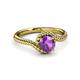 3 - Aerin Desire 6.50 mm Round Amethyst Bypass Solitaire Engagement Ring 