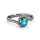 3 - Aerin Desire 6.50 mm Round London Blue Topaz Bypass Solitaire Engagement Ring 