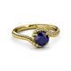 3 - Aerin Desire 6.00 mm Round Blue Sapphire Bypass Solitaire Engagement Ring 