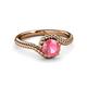 3 - Aerin Desire 6.50 mm Round Pink Tourmaline Bypass Solitaire Engagement Ring 