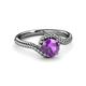 3 - Aerin Desire 6.50 mm Round Amethyst Bypass Solitaire Engagement Ring 