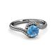 3 - Aerin Desire 6.50 mm Round Blue Topaz Bypass Solitaire Engagement Ring 
