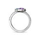 5 - Kevia Amethyst and Blue Topaz with Side Diamonds Bypass Ring 