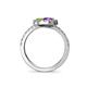 5 - Kevia Amethyst and Peridot with Side Diamonds Bypass Ring 