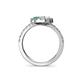 5 - Kevia White Sapphire and Emerald with Side Diamonds Bypass Ring 