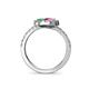 5 - Kevia Pink Sapphire and Emerald with Side Diamonds Bypass Ring 
