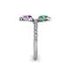 6 - Kevia Amethyst and Emerald with Side Diamonds Bypass Ring 