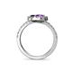 5 - Kevia Amethyst and Black Diamond with Side Diamonds Bypass Ring 
