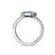 5 - Kevia Blue Topaz and Emerald with Side Diamonds Bypass Ring 