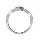 5 - Eleni Pink Sapphire and Emerald with Side Diamonds Bypass Ring 