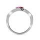 5 - Eleni Pink Sapphire and Ruby with Side Diamonds Bypass Ring 