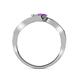 5 - Eleni White Sapphire and Amethyst with Side Diamonds Bypass Ring 