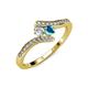 4 - Eleni Round Diamond and London Blue Topaz with Side Diamonds Bypass Ring 