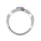 5 - Eleni London Blue Topaz and Pink Sapphire with Side Diamonds Bypass Ring 