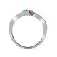 5 - Eleni London Blue Topaz and Pink Tourmaline with Side Diamonds Bypass Ring 
