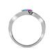 5 - Eleni London Blue Topaz and Amethyst with Side Diamonds Bypass Ring 