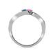 5 - Eleni Blue Diamond and Pink Sapphire with Side Diamonds Bypass Ring 