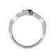 5 - Eleni White Sapphire and Red Garnet with Side Diamonds Bypass Ring 