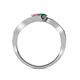 5 - Eleni Pink Tourmaline and Emerald with Side Diamonds Bypass Ring 