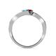 5 - Eleni Blue Topaz and Red Garnet with Side Diamonds Bypass Ring 