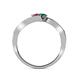 5 - Eleni Rhodolite Garnet and Emerald with Side Diamonds Bypass Ring 